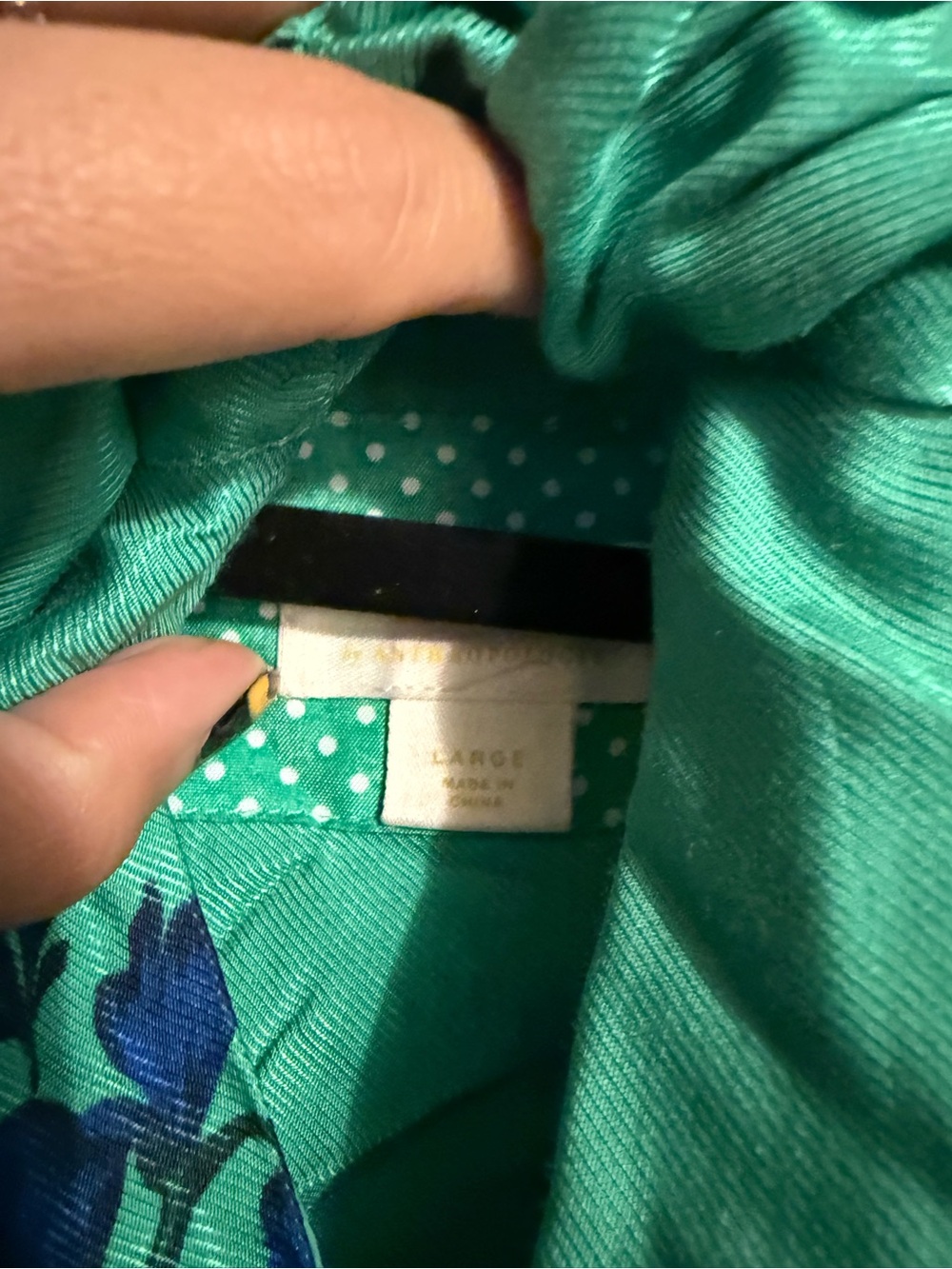 Anthropologie Caroline Green Tie-Neck dress with Swan Print - Picture 3 of 4